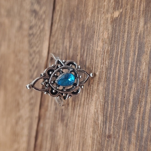 Aquamarine sterling R167 size 6.5 - Picture 1 of 2